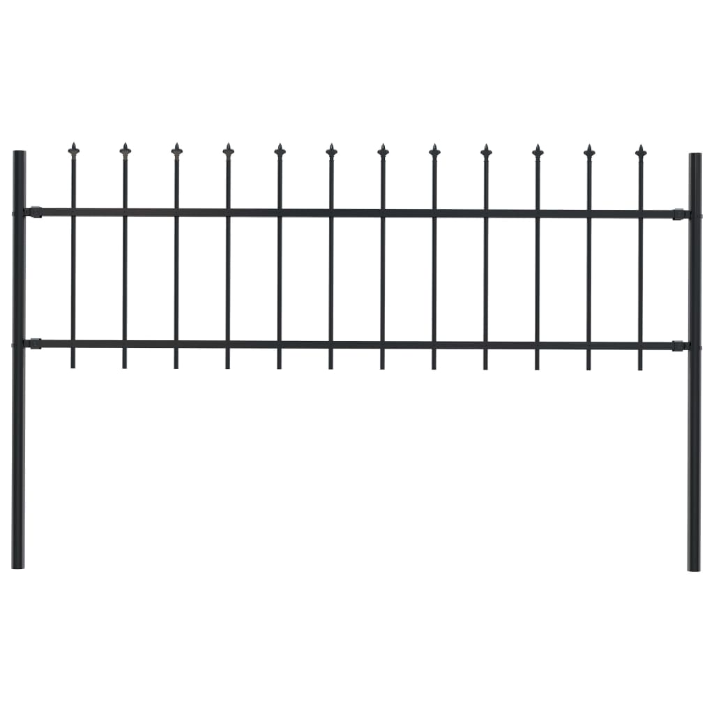 Garden Fence with Spear Top Steel 66.9"x23.6" Black