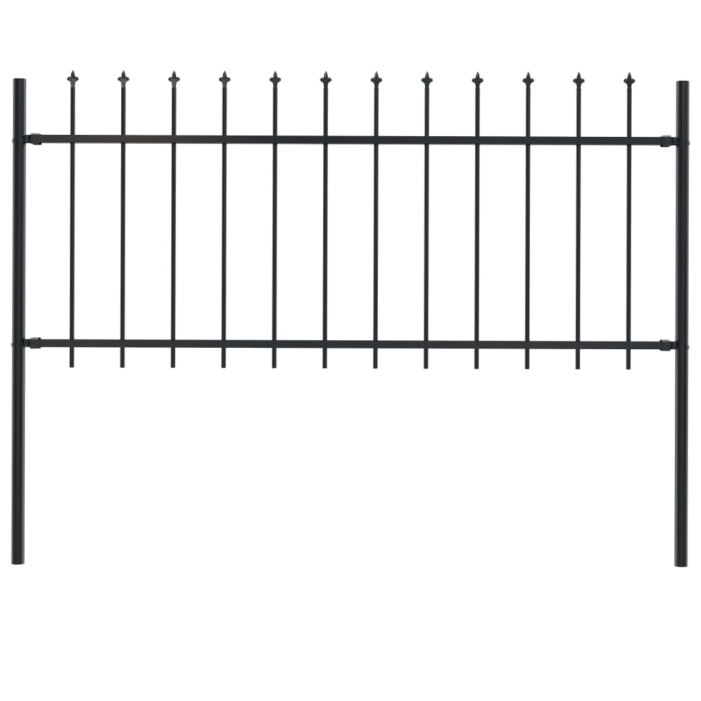 Garden Fence with Spear Top Steel 66.9"x31.5" Black