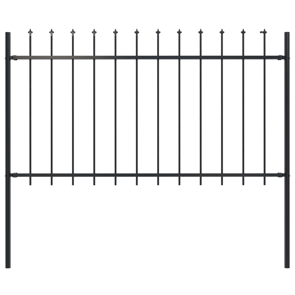 Garden Fence with Spear Top Steel 66.9"x39.4" Black