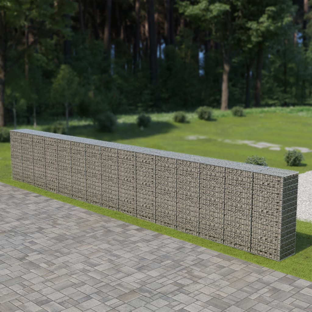 Gabion Wall with Covers Galvanized Steel 354"x19.7"x59"