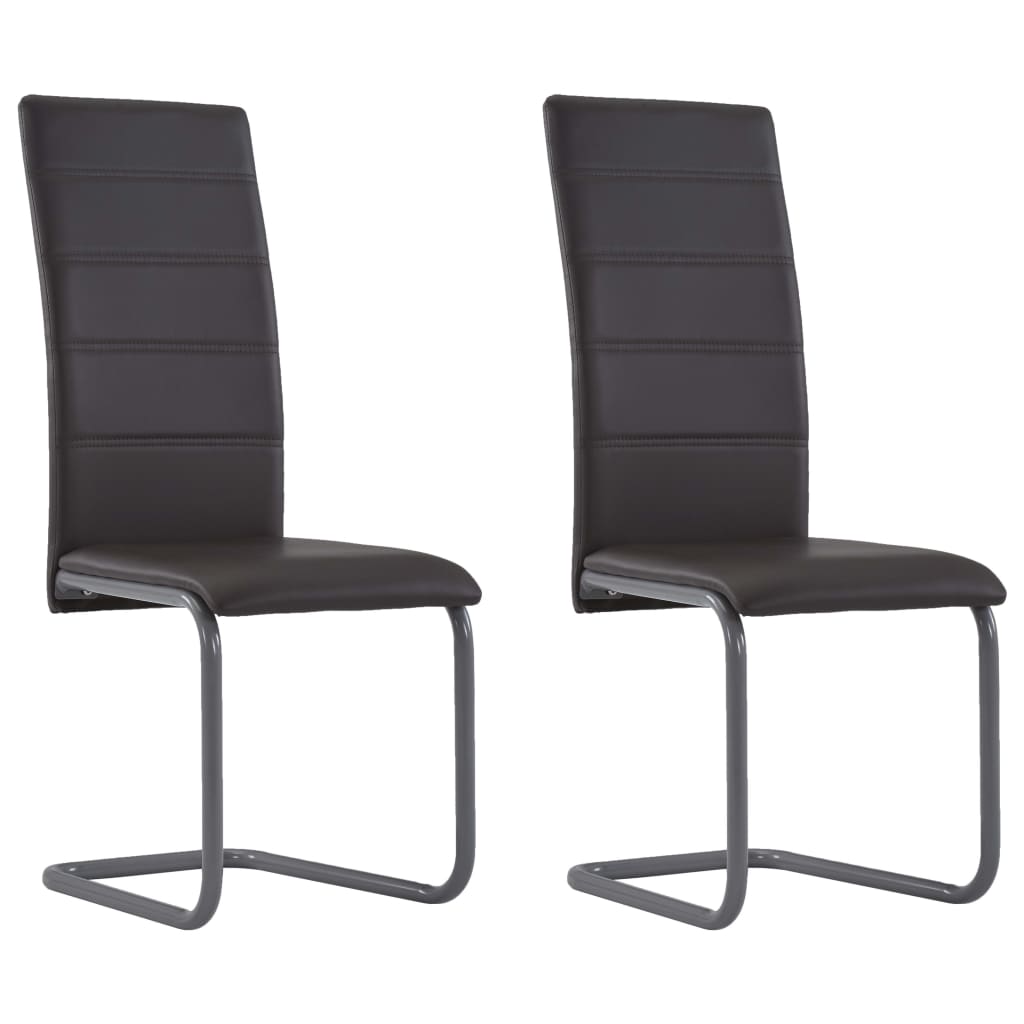 Cantilever Dining Chairs 2 pcs Brown Faux Leather