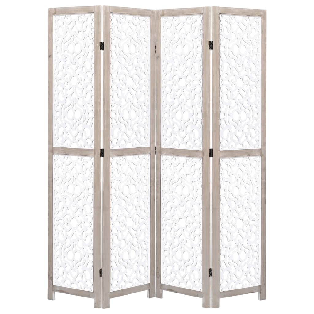 4-Panel Room Divider White 55.1"x65" Solid Wood