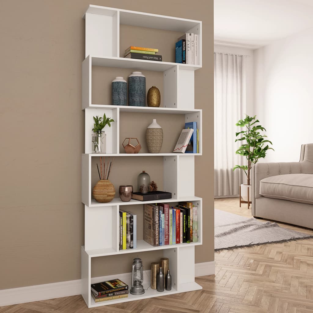 Book Cabinet/Room Divider White 31.5"x9.4"x75.6" Engineered Wood