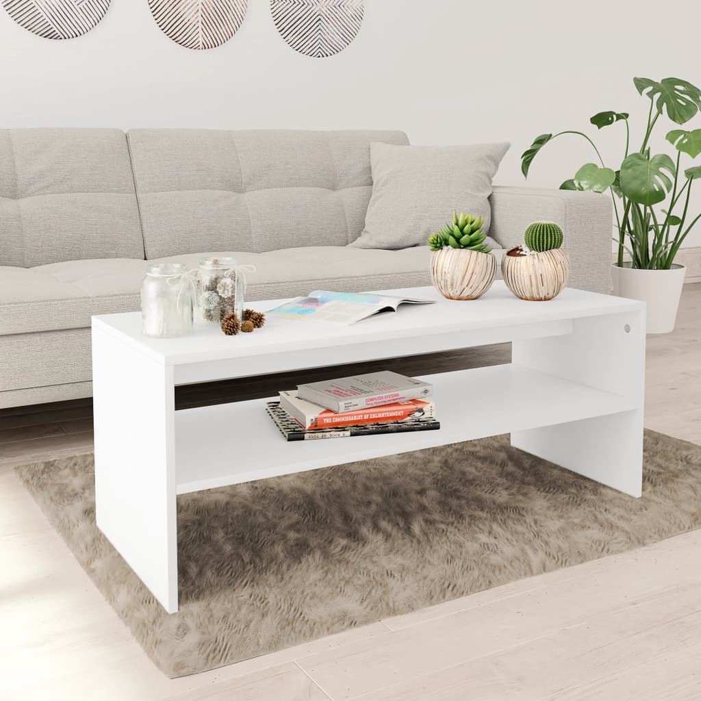 Coffee Table White 39.4"x15.7"x15.7" Engineered Wood