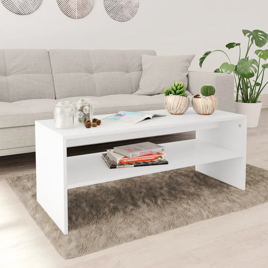 Coffee Table White 39.4"x15.7"x15.7" Engineered Wood