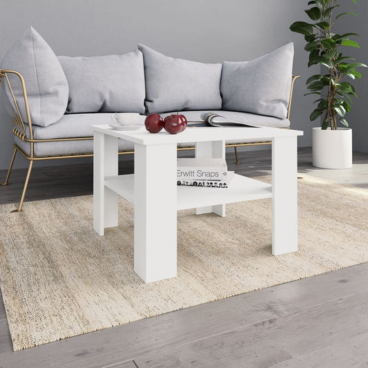 Coffee Table White 23.6"x23.6"x16.5" Engineered Wood