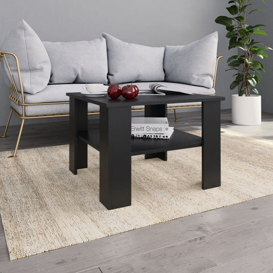 Coffee Table Black 23.6"x23.6"x16.5" Engineered Wood