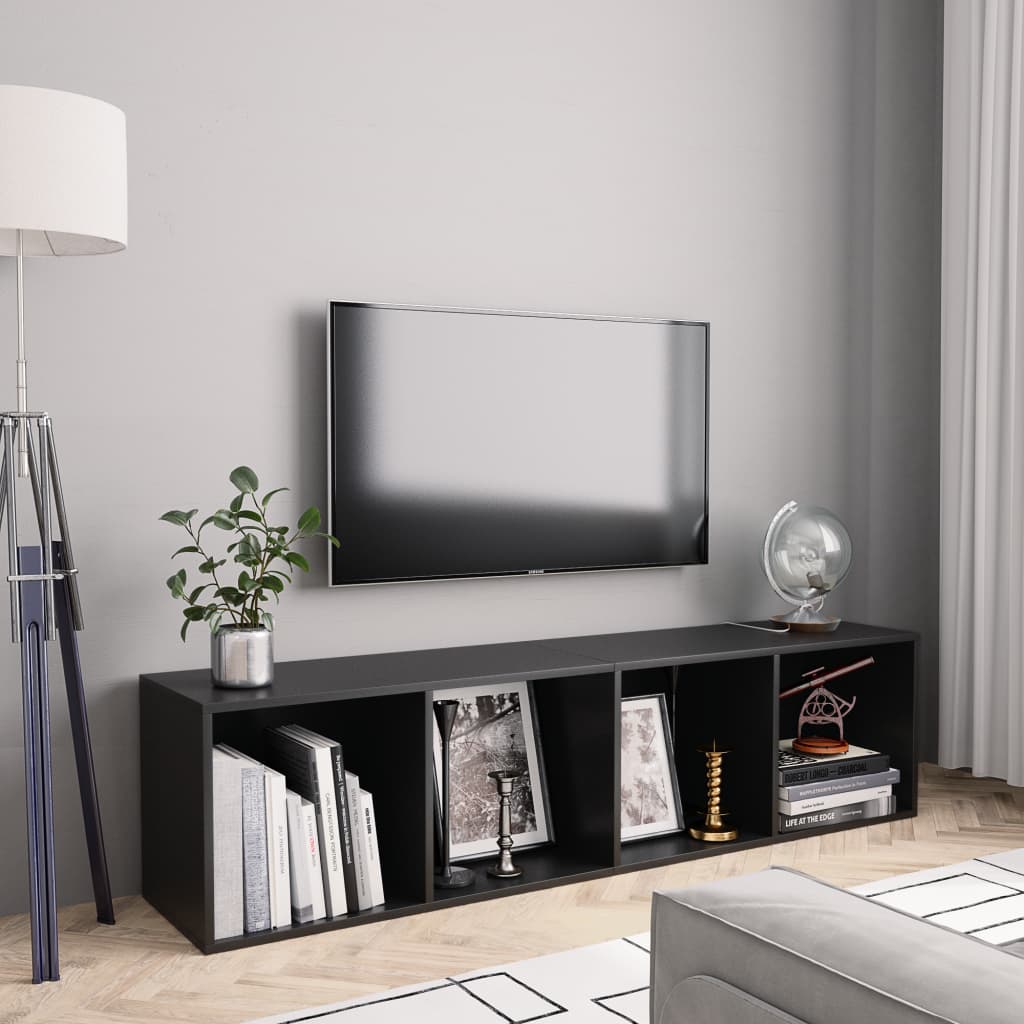 Book Cabinet/TV Cabinet Black 56.3"x11.8"x14.2"