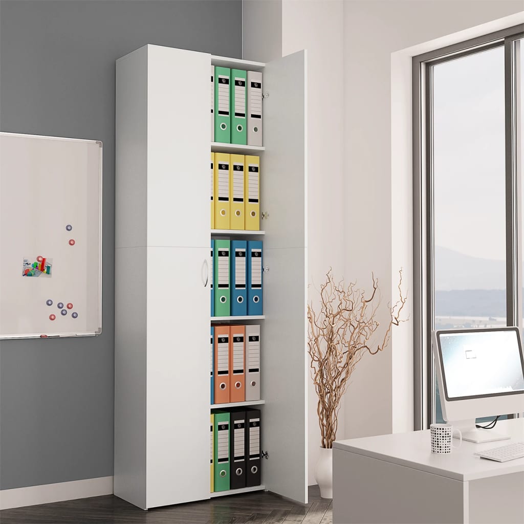 Office Cabinet White 23.6"x12.6"x74.8" Engineered Wood