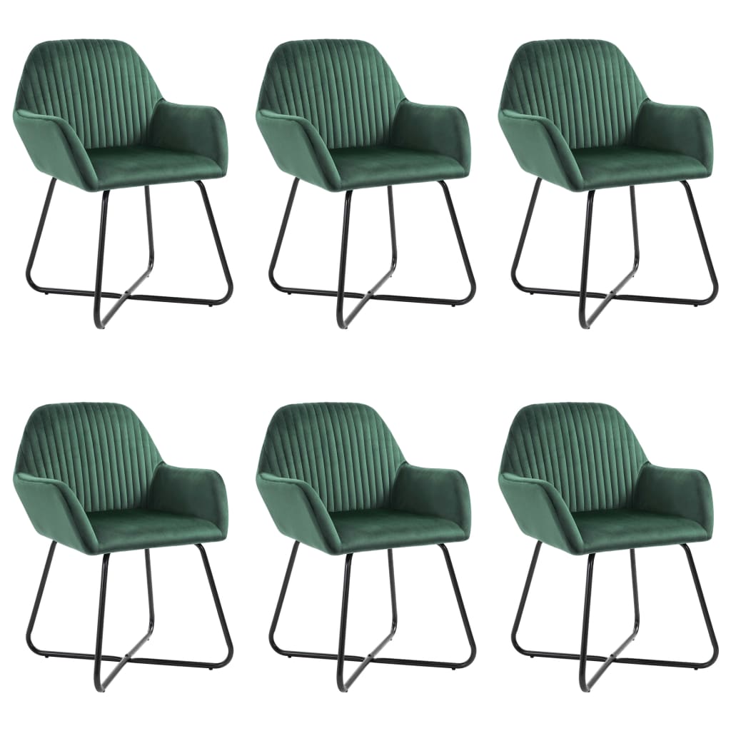 Dining Chairs 6 pcs Green Velvet