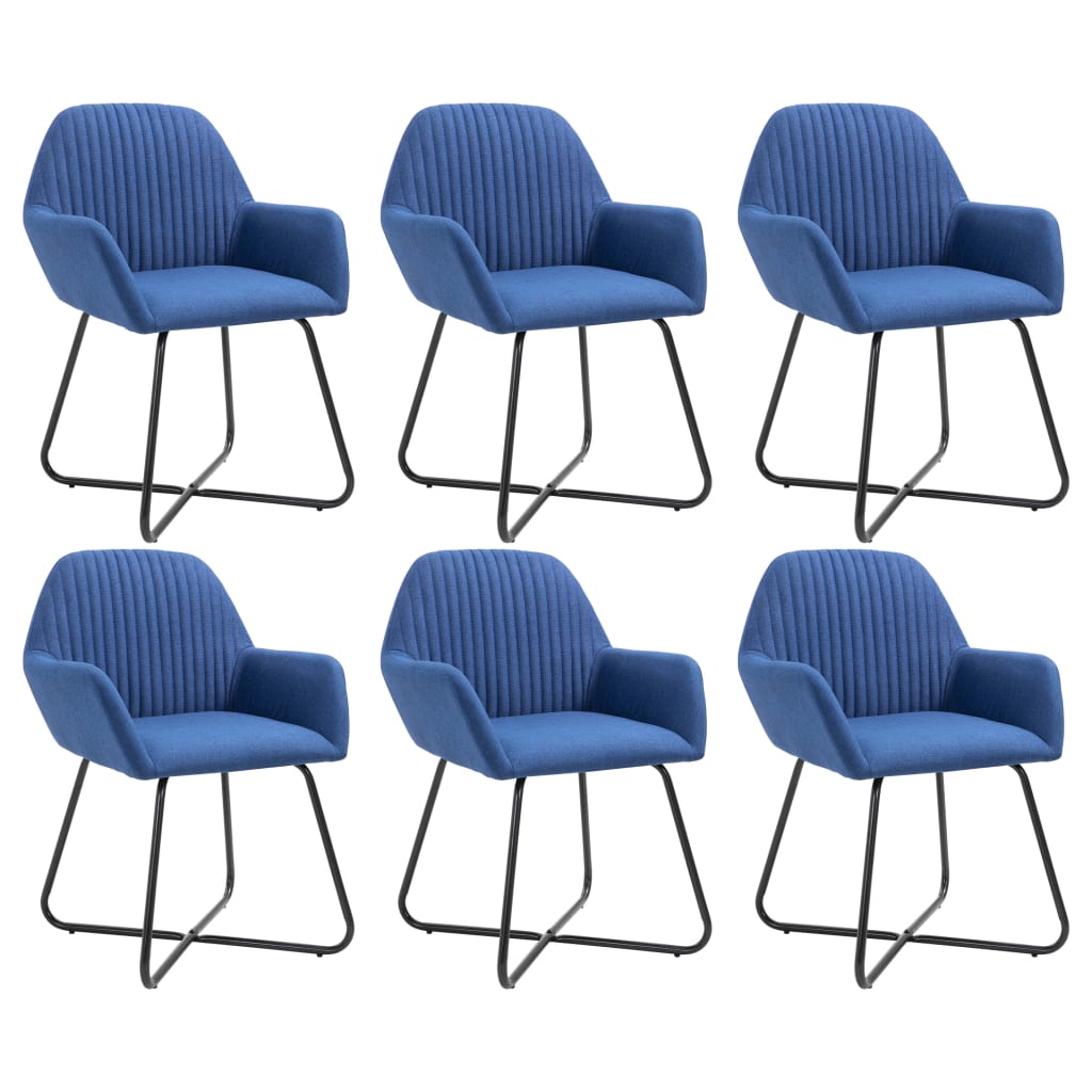 Dining Chairs 6 pcs Blue Fabric