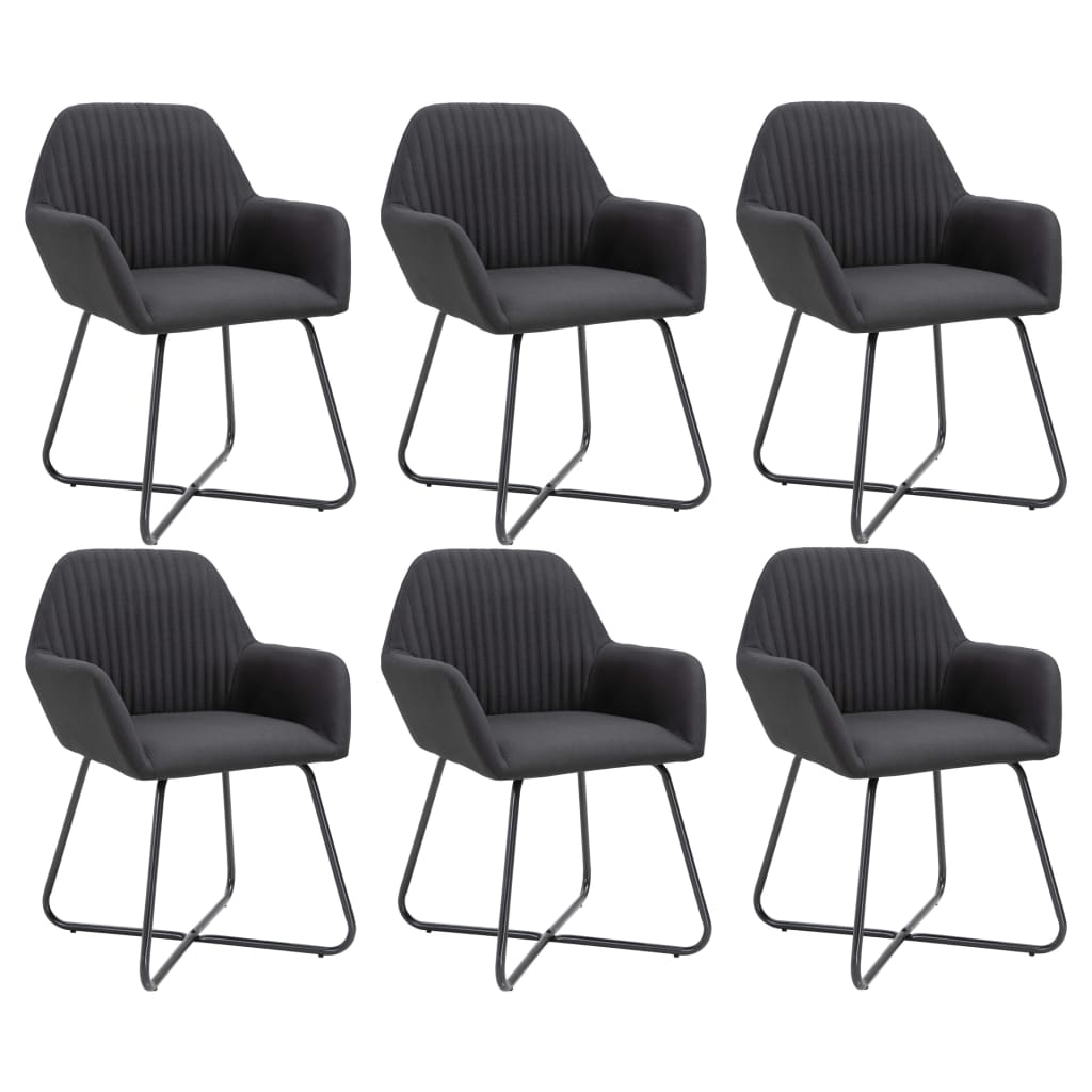 Dining Chairs 6 pcs Black Fabric
