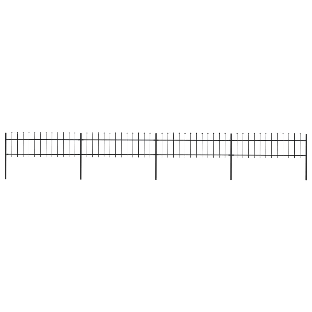 Garden Fence with Spear Top Steel 267.7"x23.6" Black