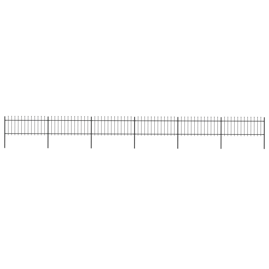 Garden Fence with Spear Top Steel 401.6"x31.5" Black