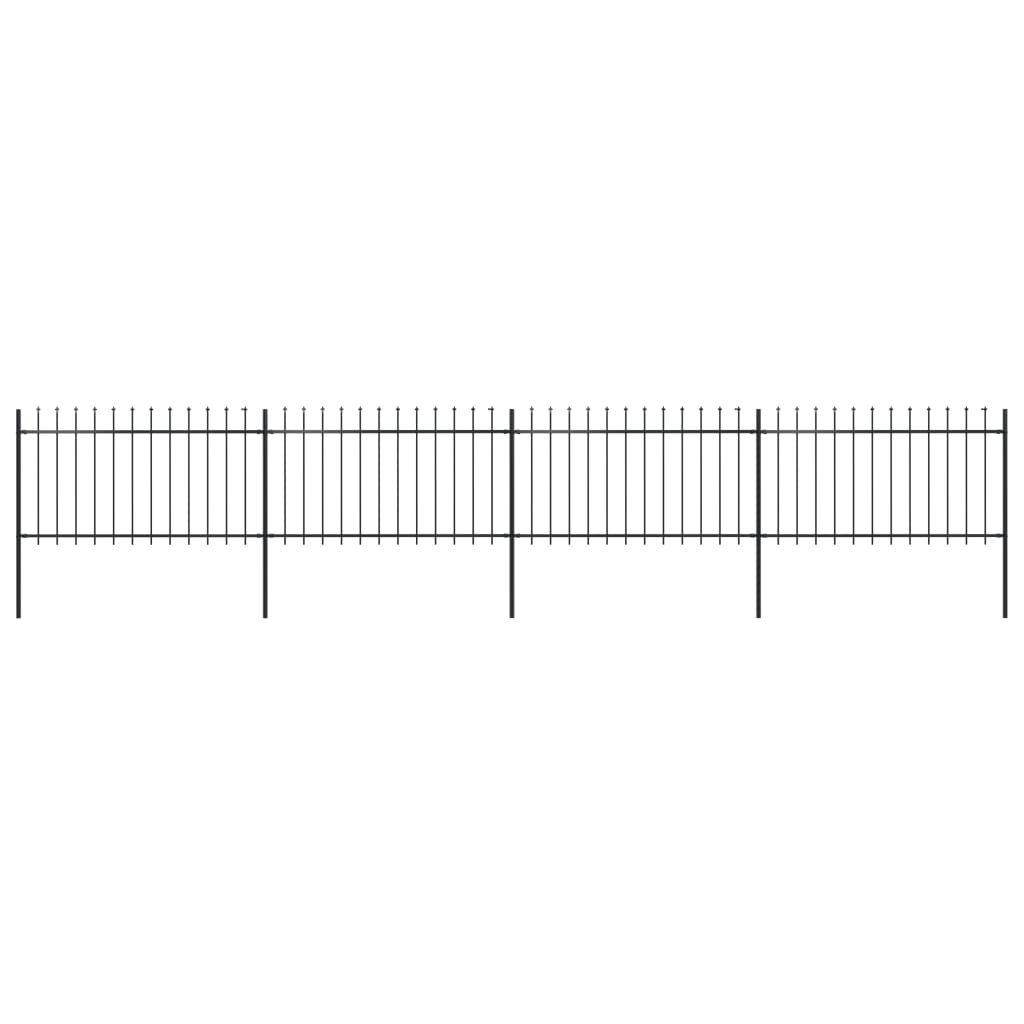 Garden Fence with Spear Top Steel 267.7"x39.4" Black