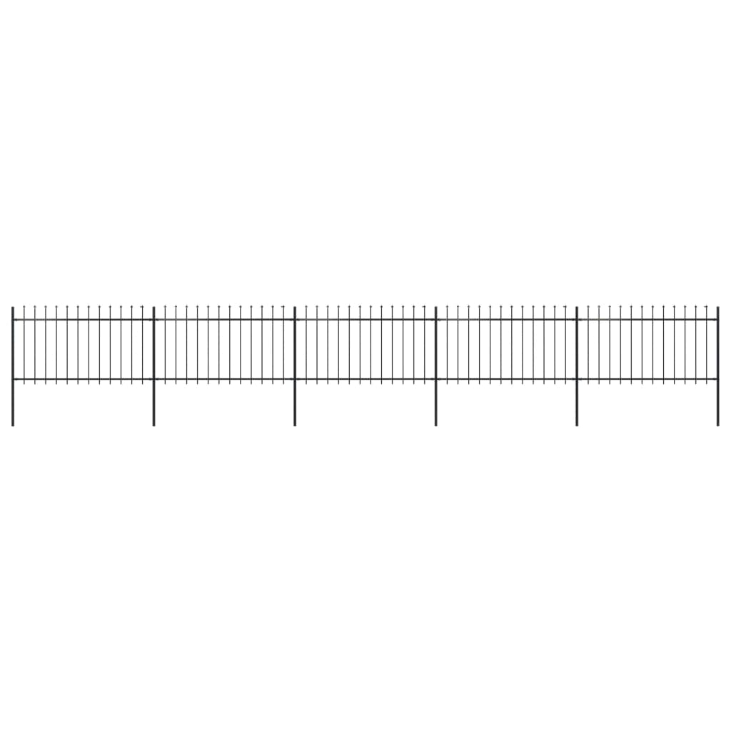 Garden Fence with Spear Top Steel 334.6"x39.4" Black