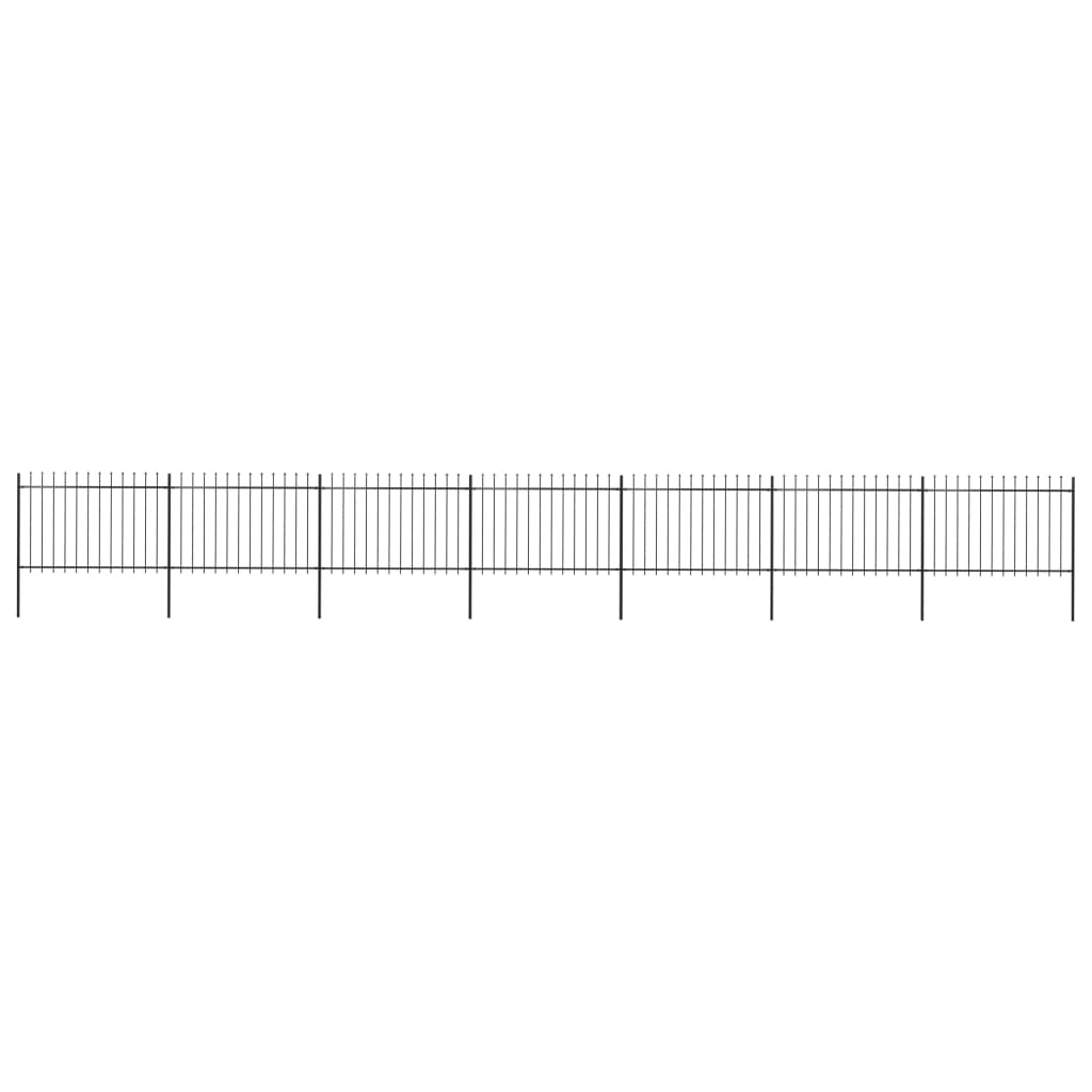 Garden Fence with Spear Top Steel 468.5"x47.2" Black