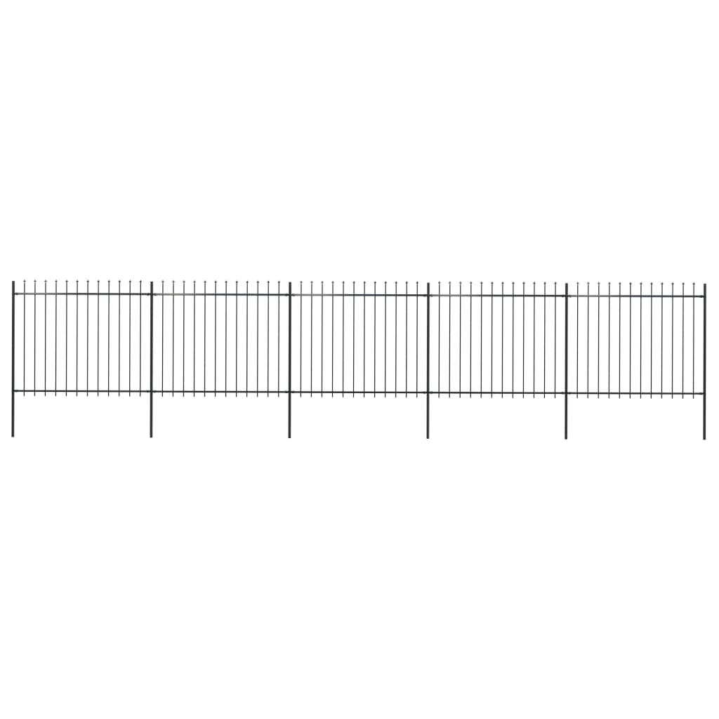 Garden Fence with Spear Top Steel 334.6"x59.1" Black