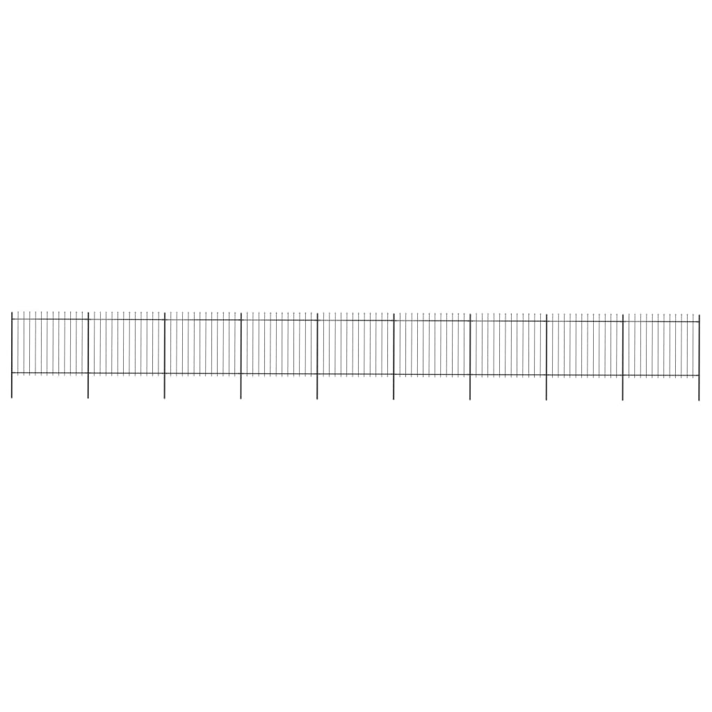Garden Fence with Spear Top Steel 602.4"x59.1" Black