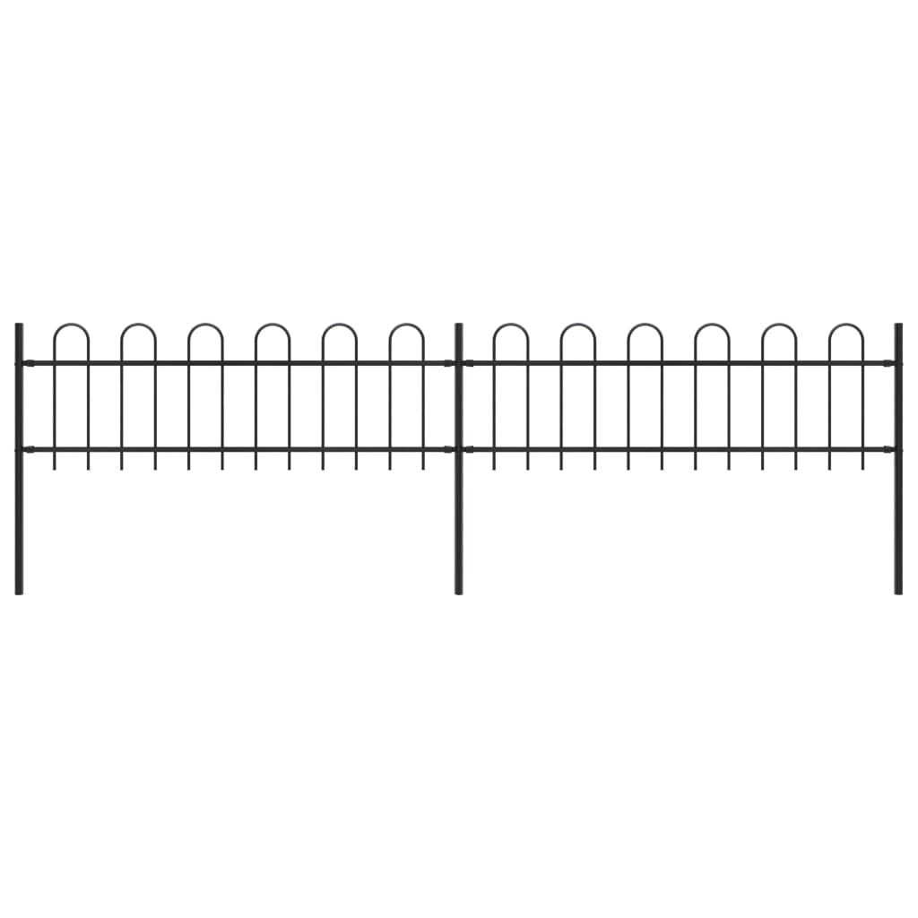 Garden Fence with Hoop Top Steel 11.2' Black
