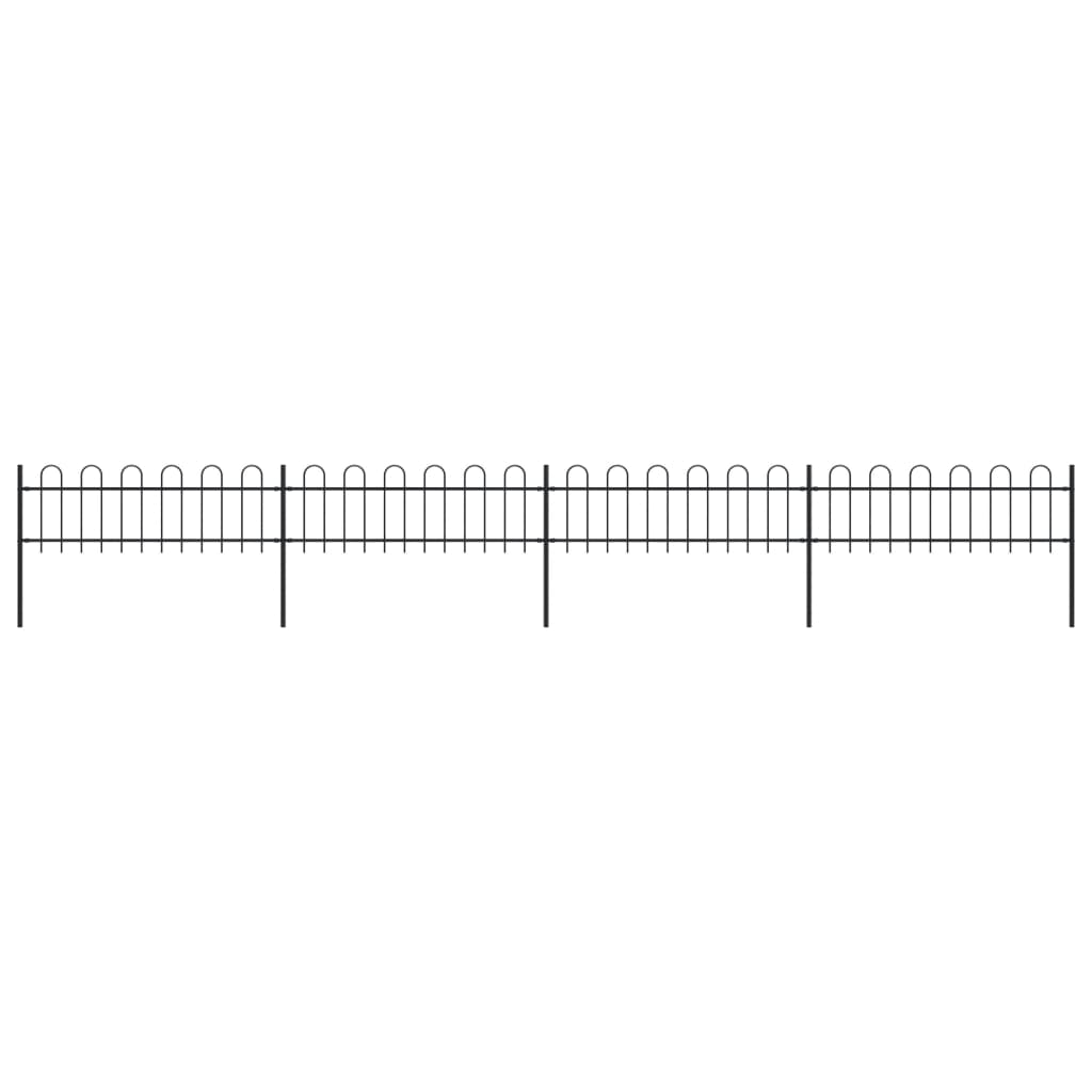 Garden Fence with Hoop Top Steel 22.3' Black