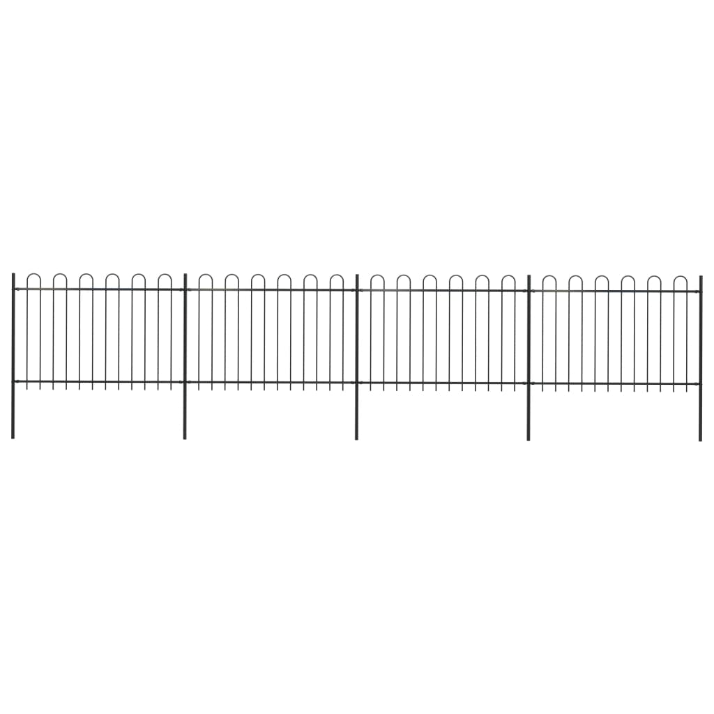 Garden Fence with Hoop Top Steel 22.3' Black