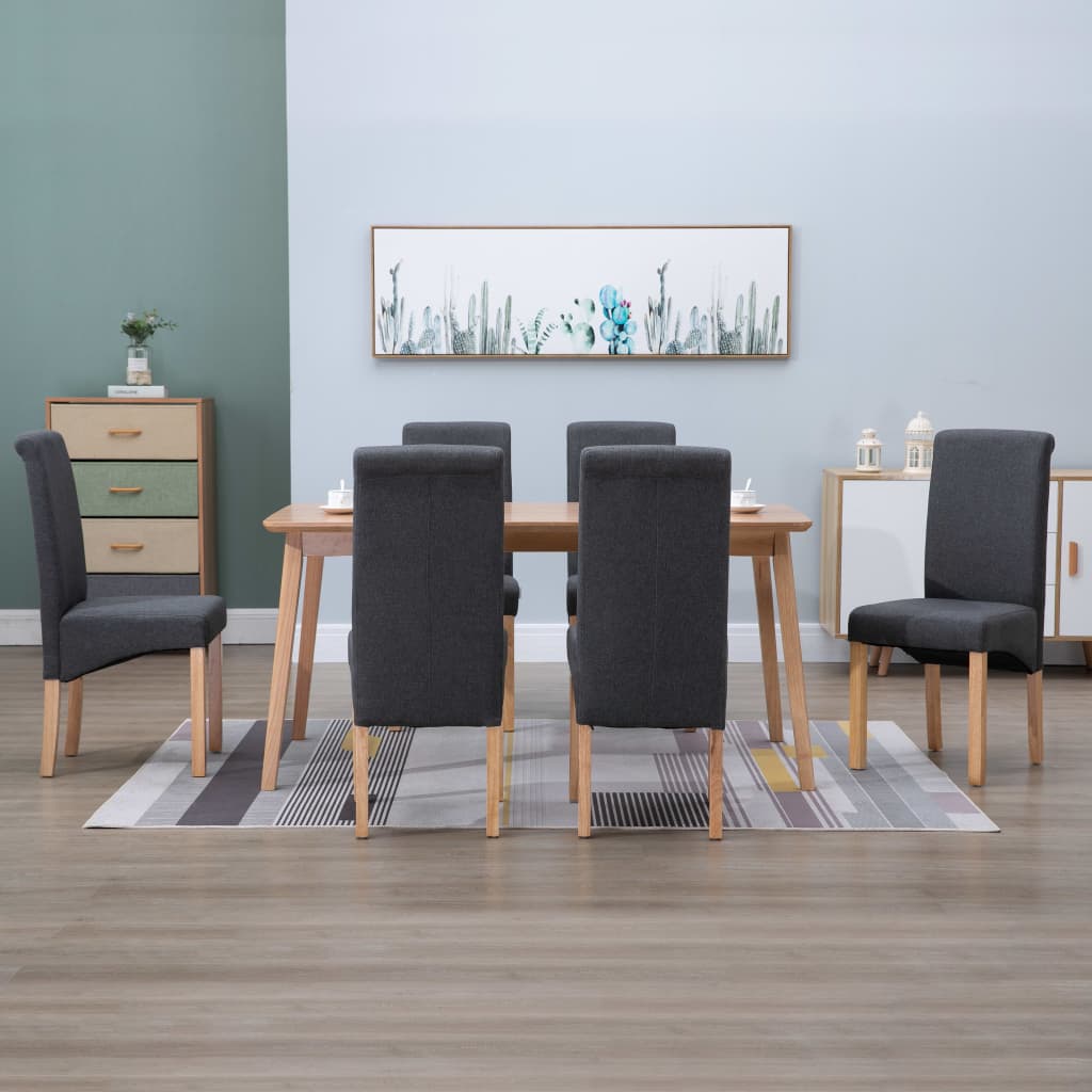 Dining Chairs 6 pcs Gray Fabric