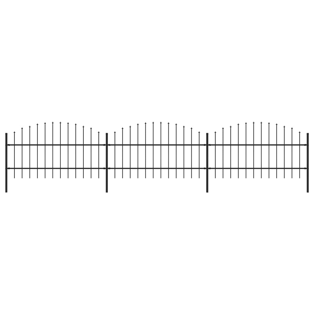 Garden Fence with Spear Top Steel 16.7' Black