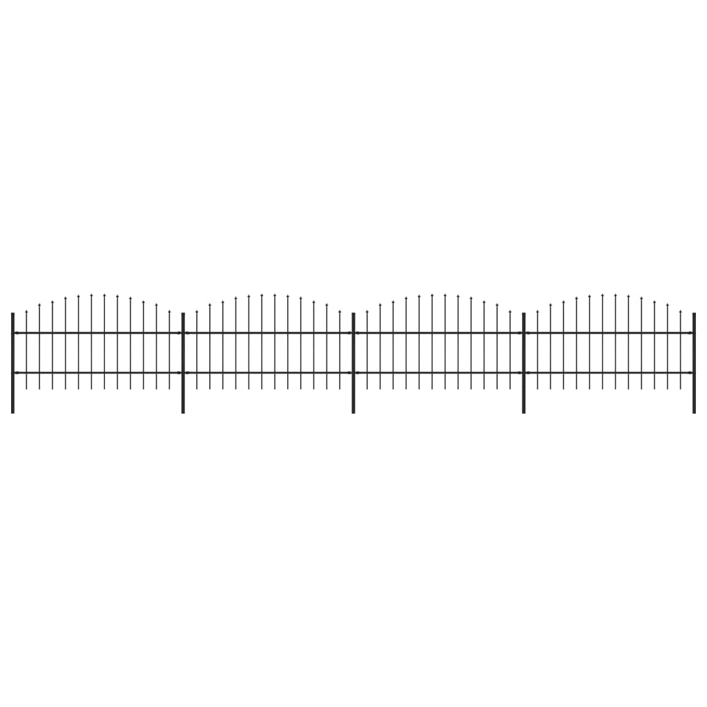 Garden Fence with Spear Top Steel 22.3' Black