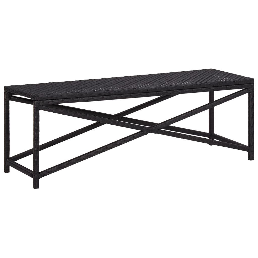 Patio Bench 47.2" Poly Rattan Black