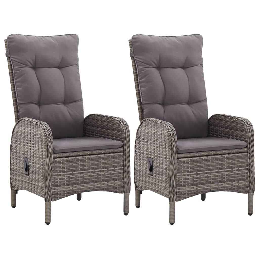 Patio Chairs 2 pcs Poly Rattan Gray