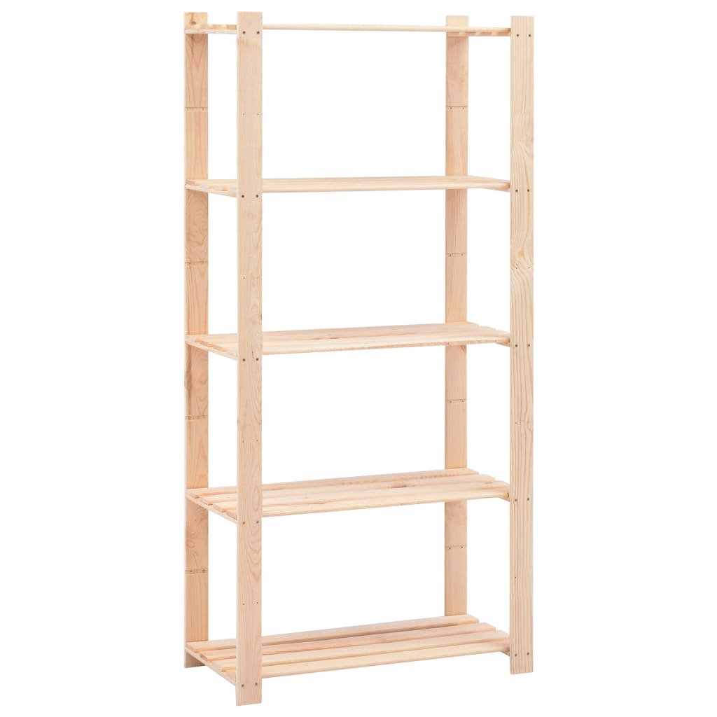 5-Tier Storage Rack 31.5"x15"x66.9" Solid Pinewood 551.2 lb