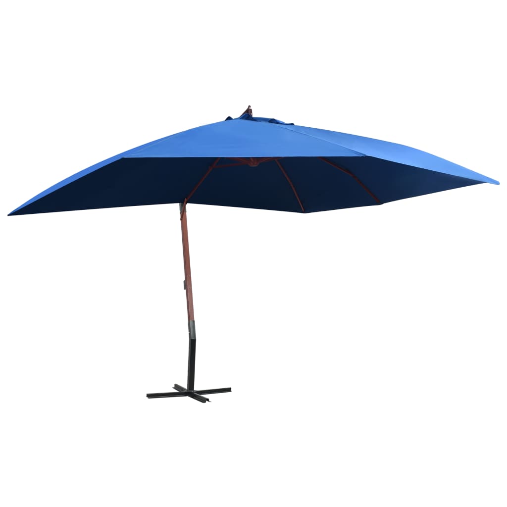 Hanging Parasol with Wooden Pole 157.5"x118.1" Blue