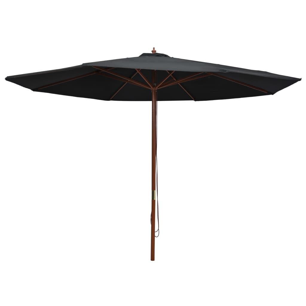 Outdoor Parasol with Wooden Pole 137.8" Black