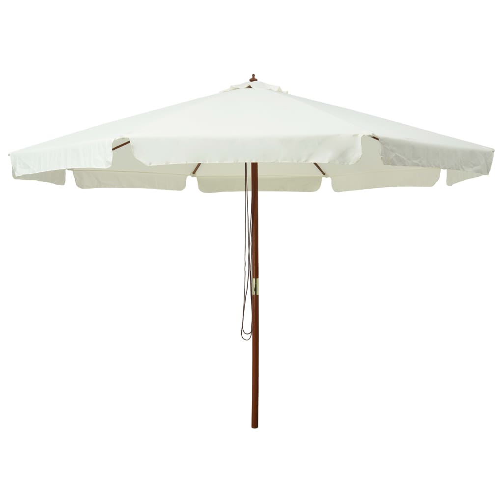 Outdoor Parasol with Wooden Pole 129.9" Sand White