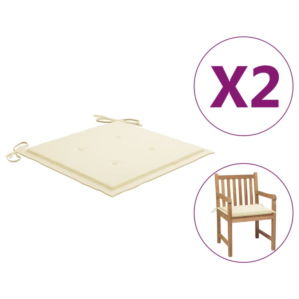 Garden Chair Cushions 2 pcs Cream 19.7"x19.7"x1.2"