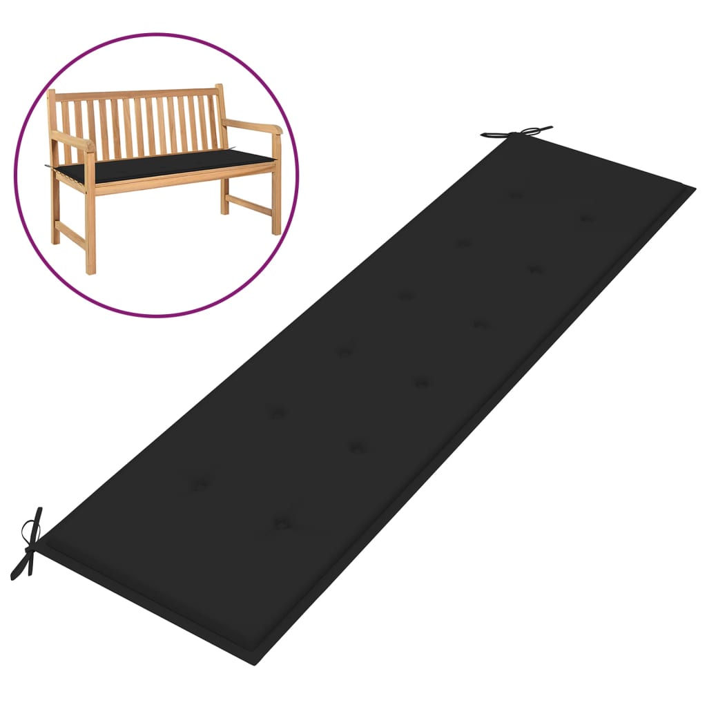 Garden Bench Cushion Black 70.9"x19.7"x1.2"