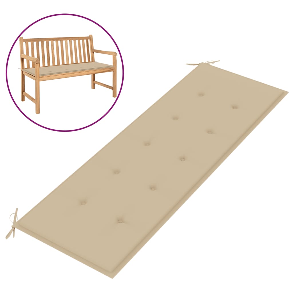 Garden Bench Cushion Beige 59.1"x19.7"x1.2"