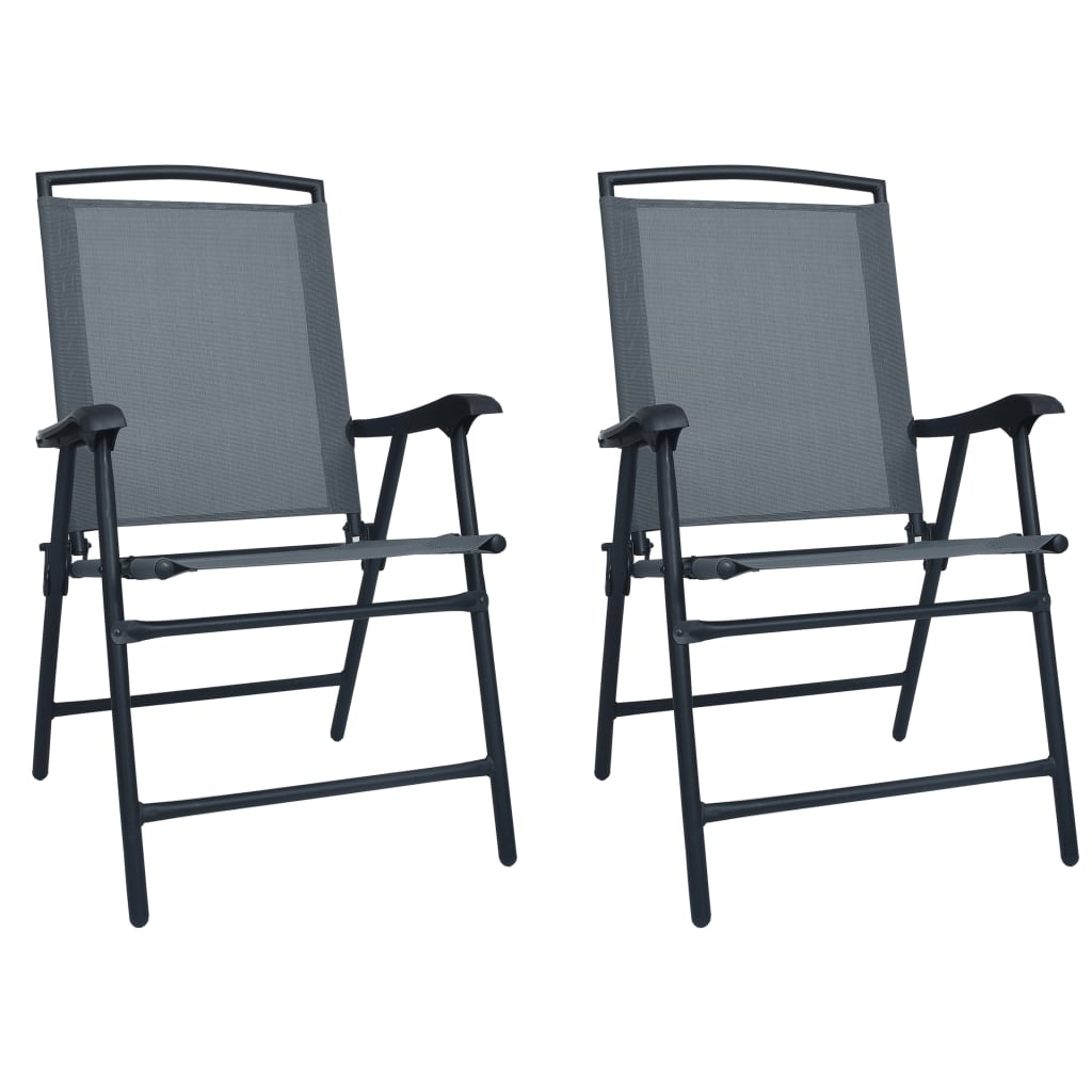 Folding Patio Chairs 2 pcs Texilene Gray