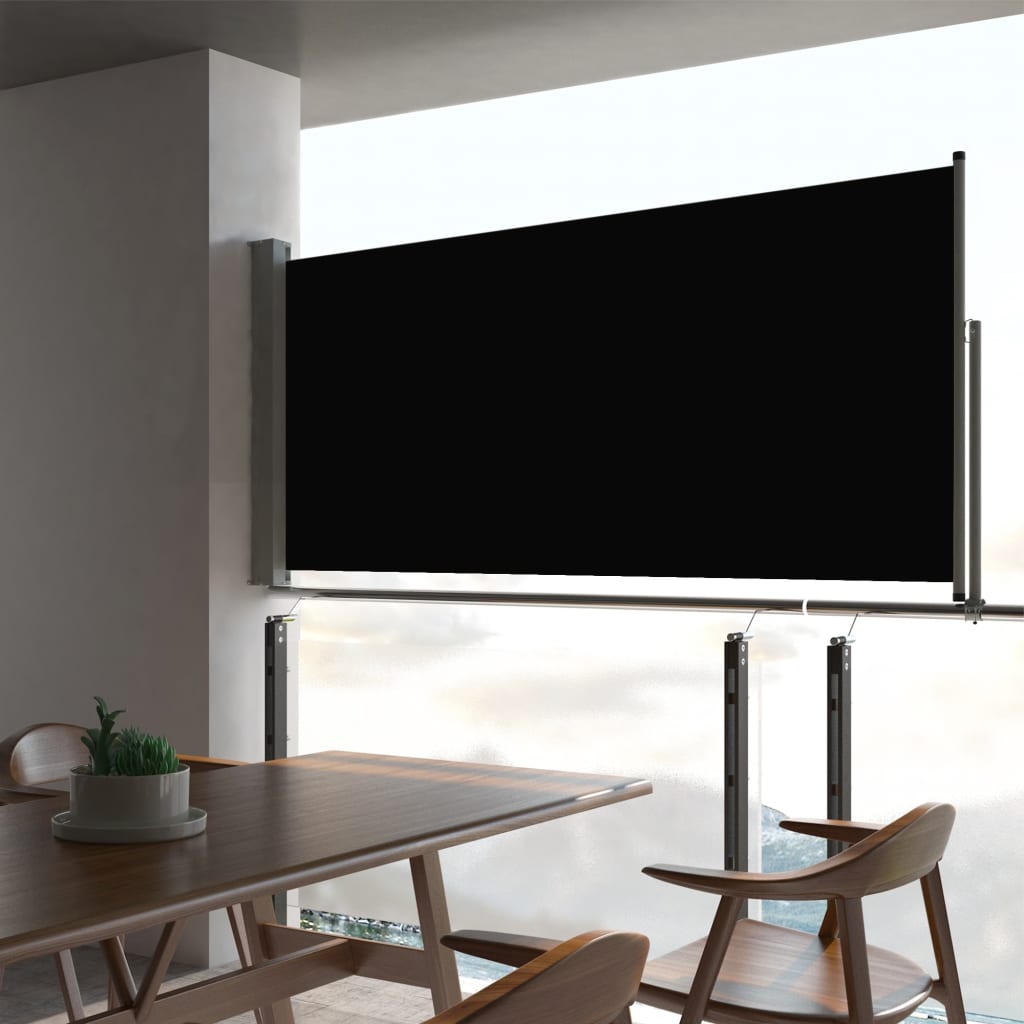 Patio Retractable Side Awning 23.6"x118.1" Black