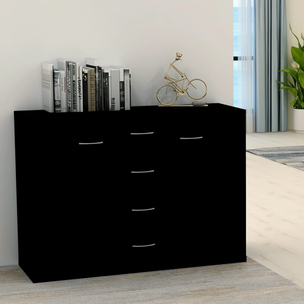 Sideboard Black 34.6"x11.8"x25.6" Engineered Wood