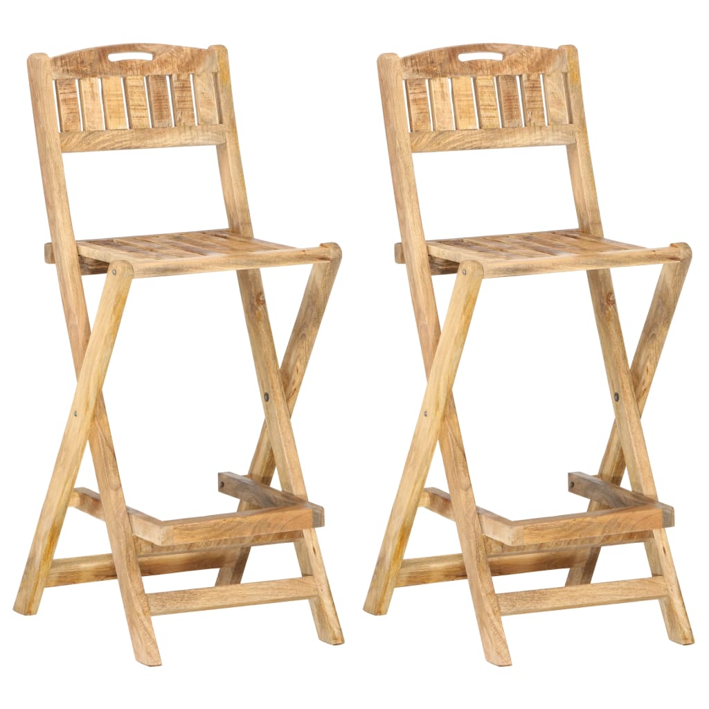 Folding Patio Bar Chairs 2 pcs Solid Mango Wood