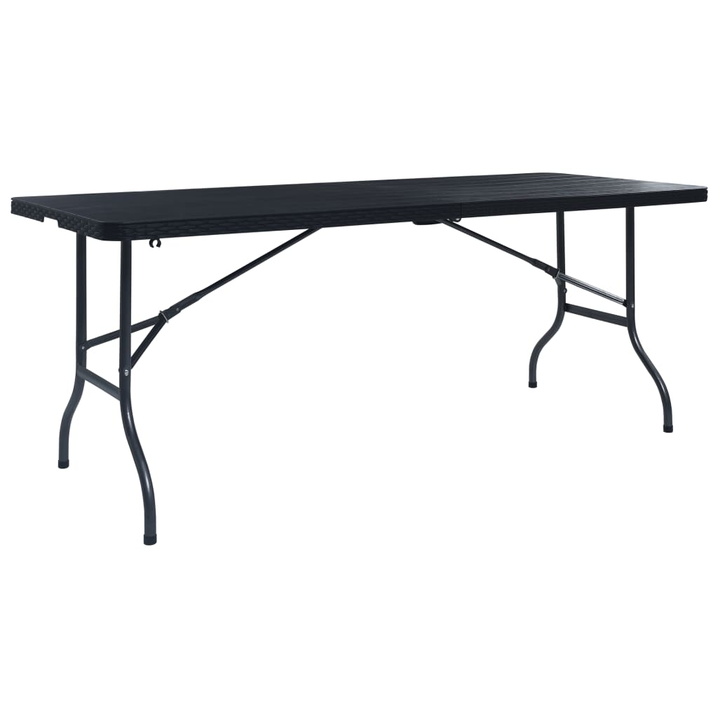 Folding Patio Table Black 70.9"x29.5"x28.3" HDPE Imitation Rattan