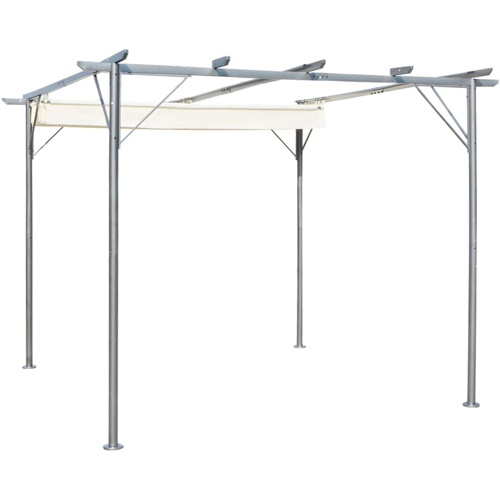 Pergola with Retractable Roof Cream White 9.8'x9.8' Steel