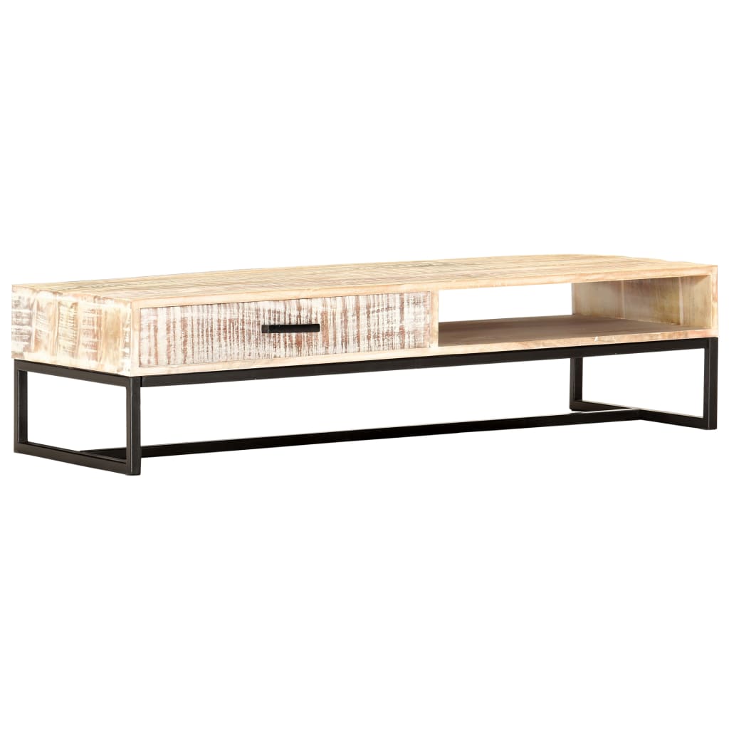 Coffee Table White 46.1"x19.7"x11.8" Solid Acacia Wood