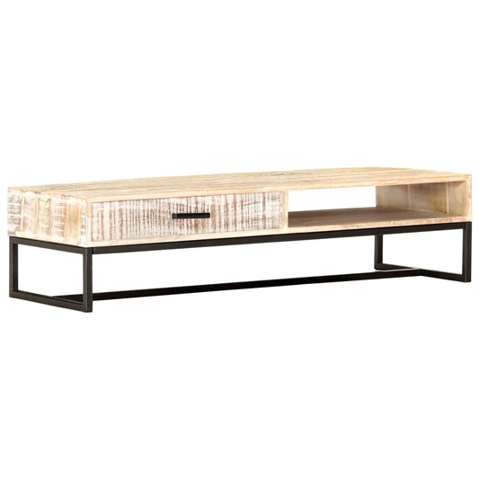 Coffee Table White 46.1"x19.7"x11.8" Solid Acacia Wood