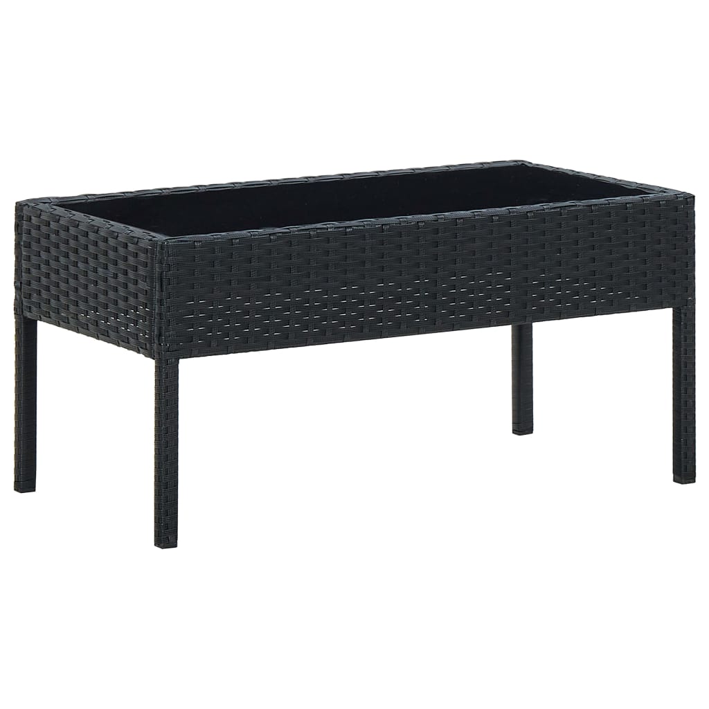 Patio Table Black 29.5"x15.7"x14.6" Poly Rattan