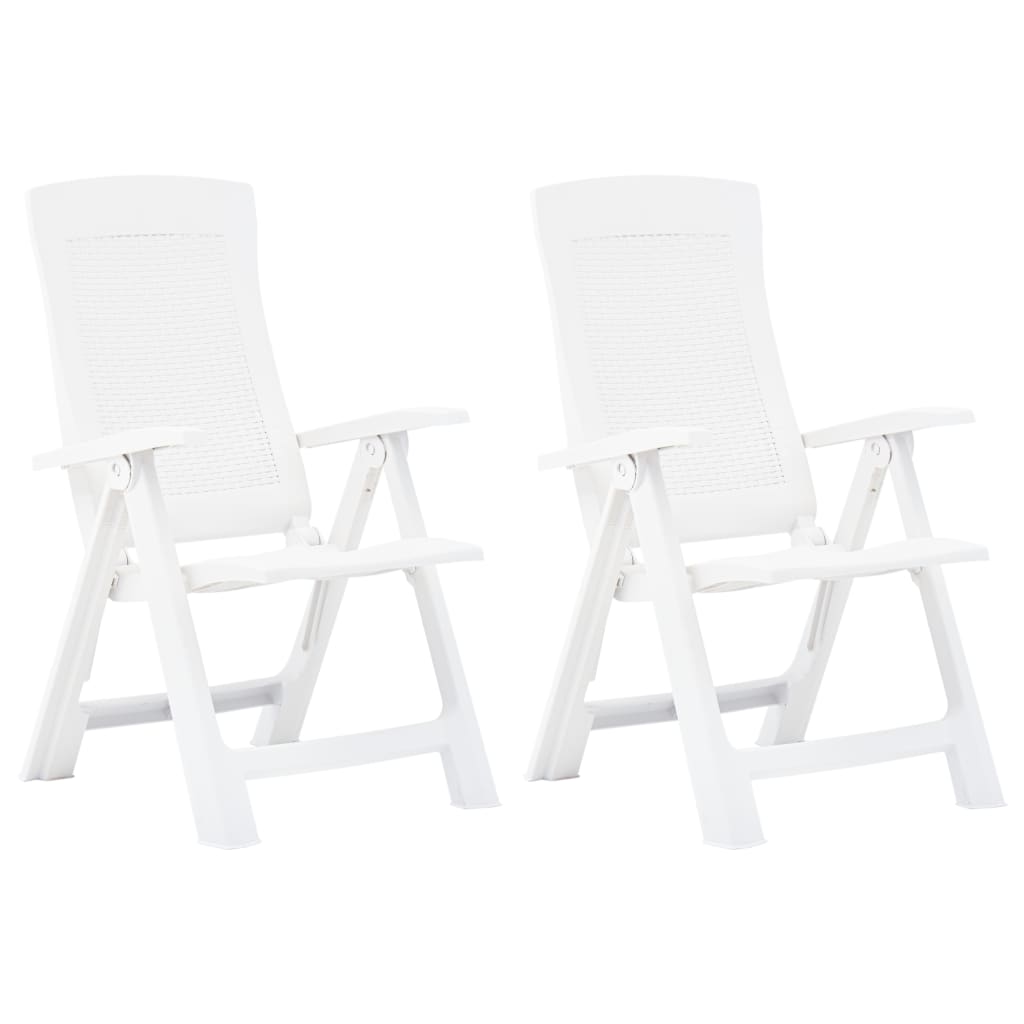 Patio Reclining Chairs 2 pcs Plastic White