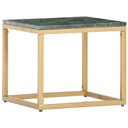 Coffee Table Green 15.7"x15.7"x13.8" Real Stone with Marble Texture