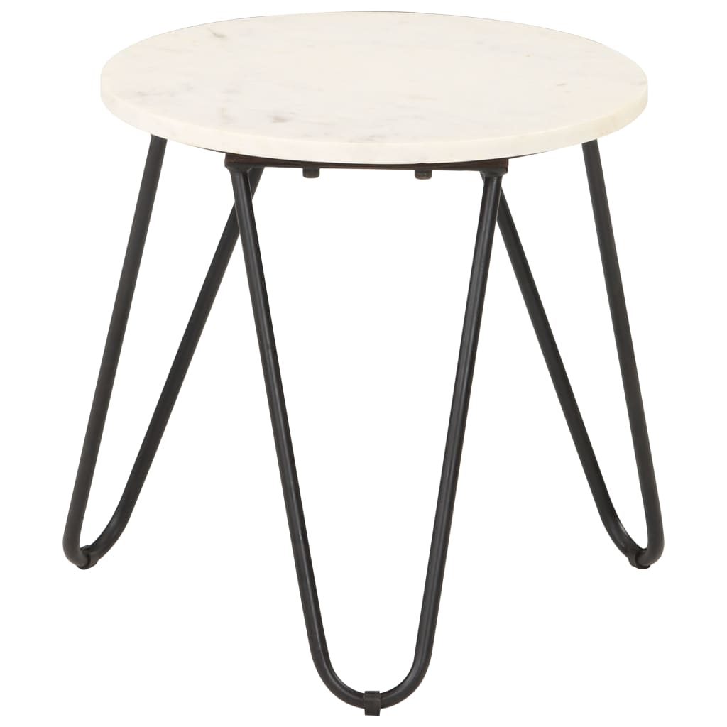 Coffee Table White 15.7"x15.7"x15.7" Real Stone with Marble Texture